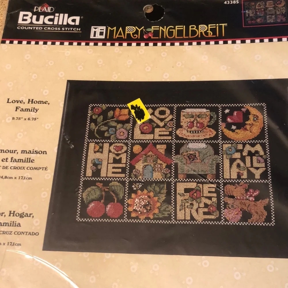 Bucilla Mary Engelbreit "Love, Home, Family" Counted Cross Stitch 43385